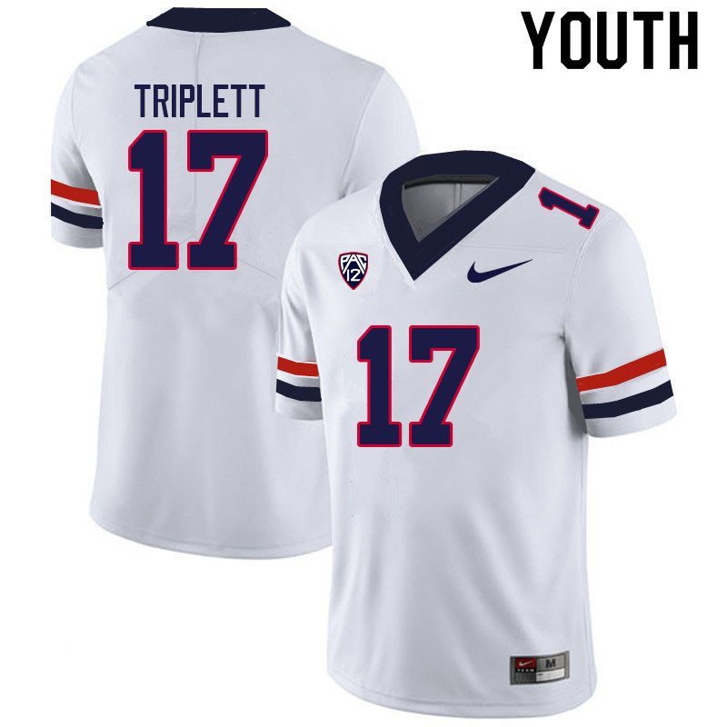 Youth #17 Jabar Triplett Arizona Wildcats College Football Jerseys Sale-White - Click Image to Close
